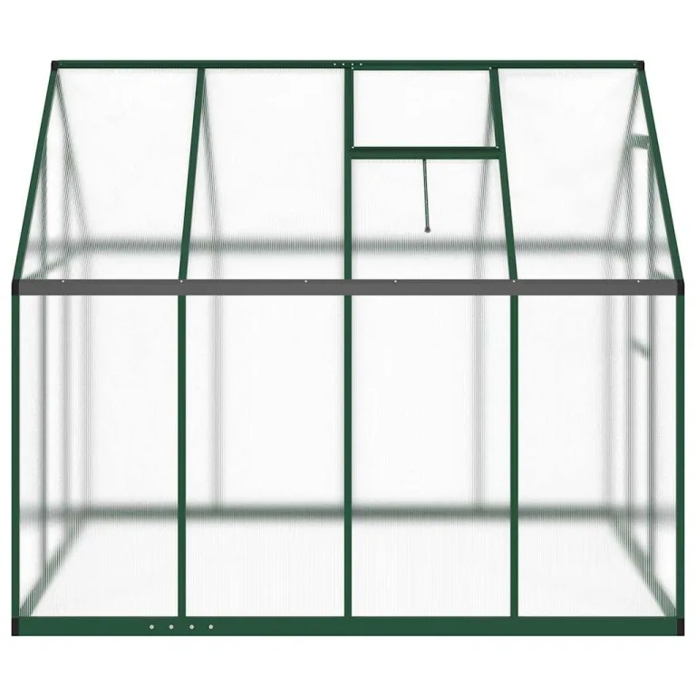 HUAKEHOM Gewächshaus mit Fundamentrahmen Pflanzenhaus mit Dachrinnensystem Flügeltür Treibhaus für Pflanzen Frühbeet Grün 224x169x195 cm Aluminimum – Bild 4