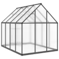 HUAKEHOM Gewächshaus mit Fundamentrahmen Pflanzenhaus mit Dachrinnensystem Flügeltür Treibhaus für Pflanzen Frühbeet Anthrazit 224x169x195 cm Alu - Thumbnail 5