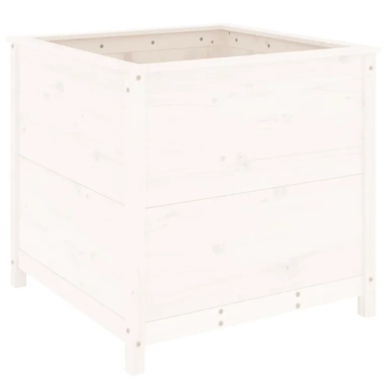 WGYHOME Pflanzkübel Weiß 82,5x82,5x78 cm Massivholz Kiefer Hochbeet für Gemüse extra groß Gemüsebeet Pflanzkübel Frühbeet Gartenbeet Pflanzkübel Blumenkasten für Garten Balkon und Terrasse – Bild 4