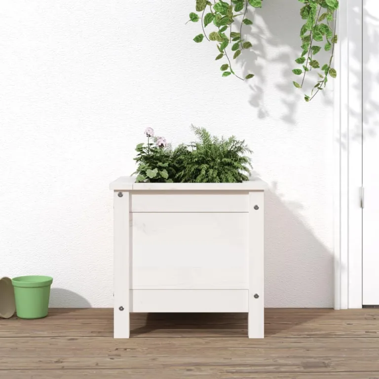 WGYHOME Pflanzkübel Weiß 82,5x82,5x78 cm Massivholz Kiefer Hochbeet für Gemüse extra groß Gemüsebeet Pflanzkübel Frühbeet Gartenbeet Pflanzkübel Blumenkasten für Garten Balkon und Terrasse – Bild 10