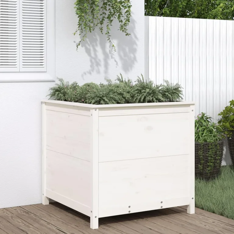 WGYHOME Pflanzkübel Weiß 82,5x82,5x78 cm Massivholz Kiefer Hochbeet für Gemüse extra groß Gemüsebeet Pflanzkübel Frühbeet Gartenbeet Pflanzkübel Blumenkasten für Garten Balkon und Terrasse – Bild 1