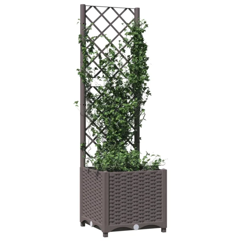 WGYHOME Pflanzkübel mit Rankgitter Braun 40x40x136 cm PP Hochbeet für Gemüse extra groß Gemüsebeet Pflanzkübel Frühbeet Gartenbeet Pflanzkübel Blumenkasten für Garten Balkon und Terrasse – Bild 1