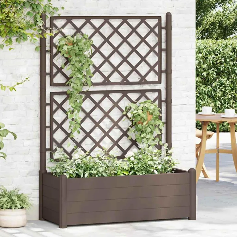 WGYHOME Pflanzkübel mit Spalier 43x43x142 cm PP Weiß Hochbeet für Gemüse extra groß Gemüsebeet Pflanzkübel Frühbeet Gartenbeet Pflanzkübel Blumenkasten für Garten Balkon und Terrasse – Bild 10