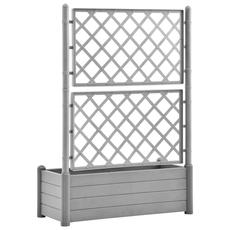 WGYHOME Pflanzkübel mit Spalier 100x43x142 cm PP Steingrau Hochbeet für Gemüse extra groß Gemüsebeet Pflanzkübel Frühbeet Gartenbeet Pflanzkübel Blumenkasten für Garten Balkon und Terrasse – Bild 5