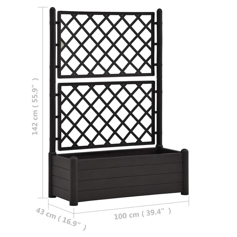 WGYHOME Pflanzkübel mit Spalier 100x43x142 cm PP Anthrazit Hochbeet für Gemüse extra groß Gemüsebeet Pflanzkübel Frühbeet Gartenbeet Pflanzkübel Blumenkasten für Garten Balkon und Terrasse – Bild 6