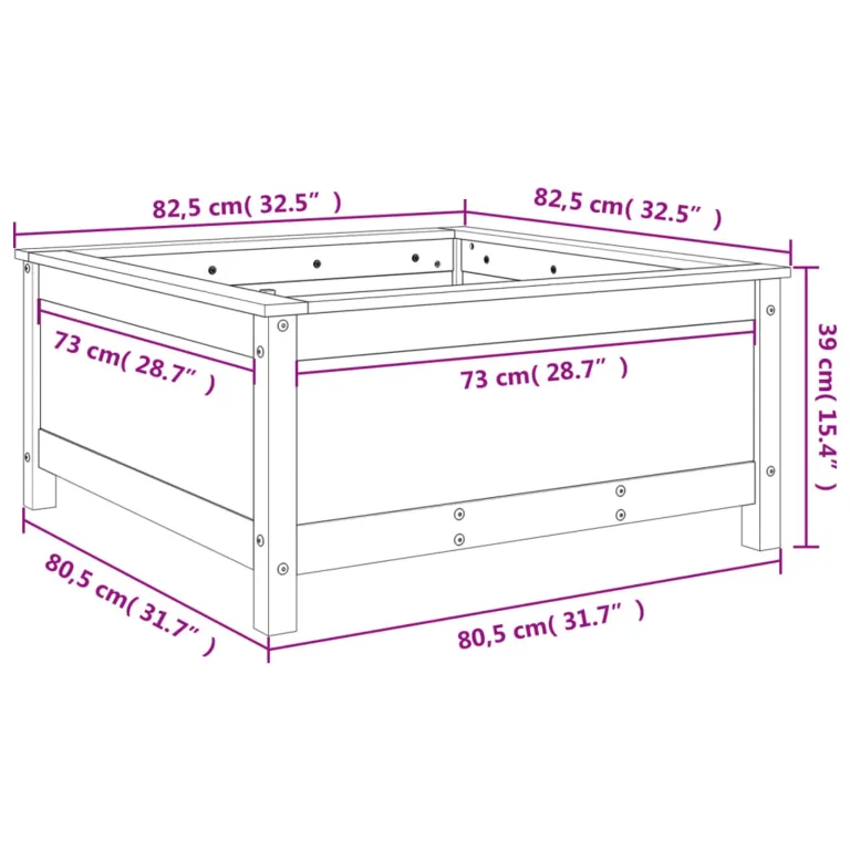 WGYHOME Pflanzkübel Weiß 82,5x82,5x39 cm Massivholz Kiefer Hochbeet für Gemüse extra groß Gemüsebeet Pflanzkübel Frühbeet Gartenbeet Pflanzkübel Blumenkasten für Garten Balkon und Terrasse – Bild 7