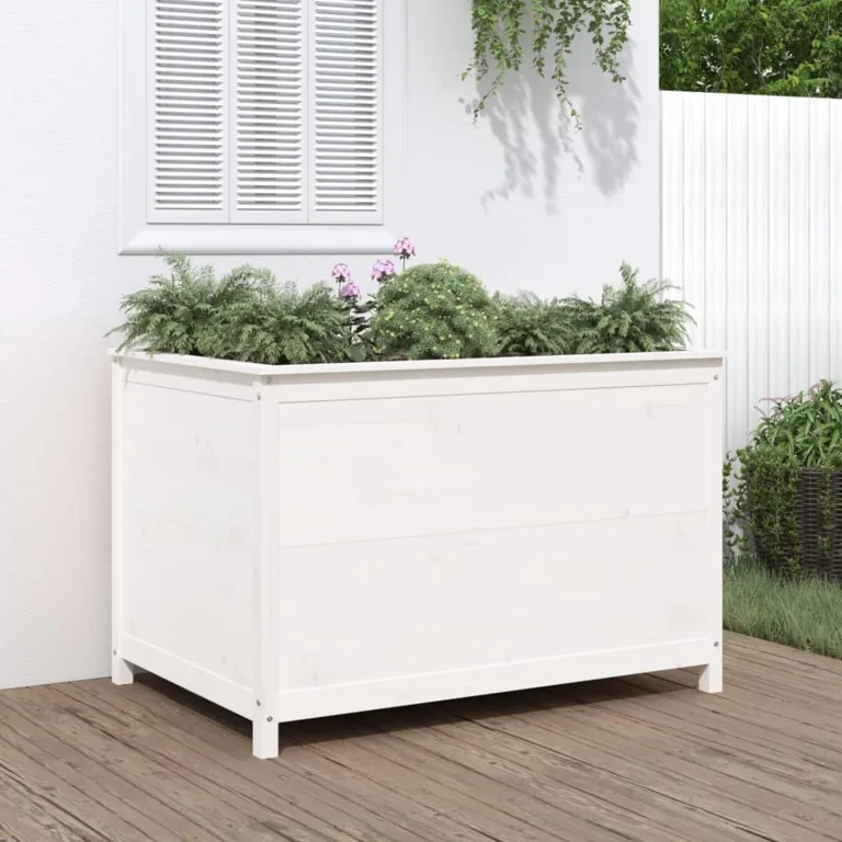 WGYHOME Pflanzkübel Weiß 82,5x82,5x39 cm Massivholz Kiefer Hochbeet für Gemüse extra groß Gemüsebeet Pflanzkübel Frühbeet Gartenbeet Pflanzkübel Blumenkasten für Garten Balkon und Terrasse – Bild 9