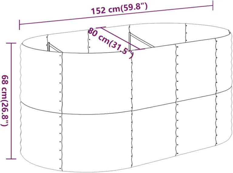 WGYHOME Hochbeet Verzinkter Stahl 152x80x68 cm Silbern Hochbeet für Gemüse extra groß Gemüsebeet Pflanzkübel Frühbeet Gartenbeet Pflanzkübel Blumenkasten für Garten Balkon und Terrasse – Bild 6