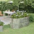 WGYHOME Hochbeet Verzinkter Stahl 152x80x68 cm Silbern Hochbeet für Gemüse extra groß Gemüsebeet Pflanzkübel Frühbeet Gartenbeet Pflanzkübel Blumenkasten für Garten Balkon und Terrasse - Thumbnail 2