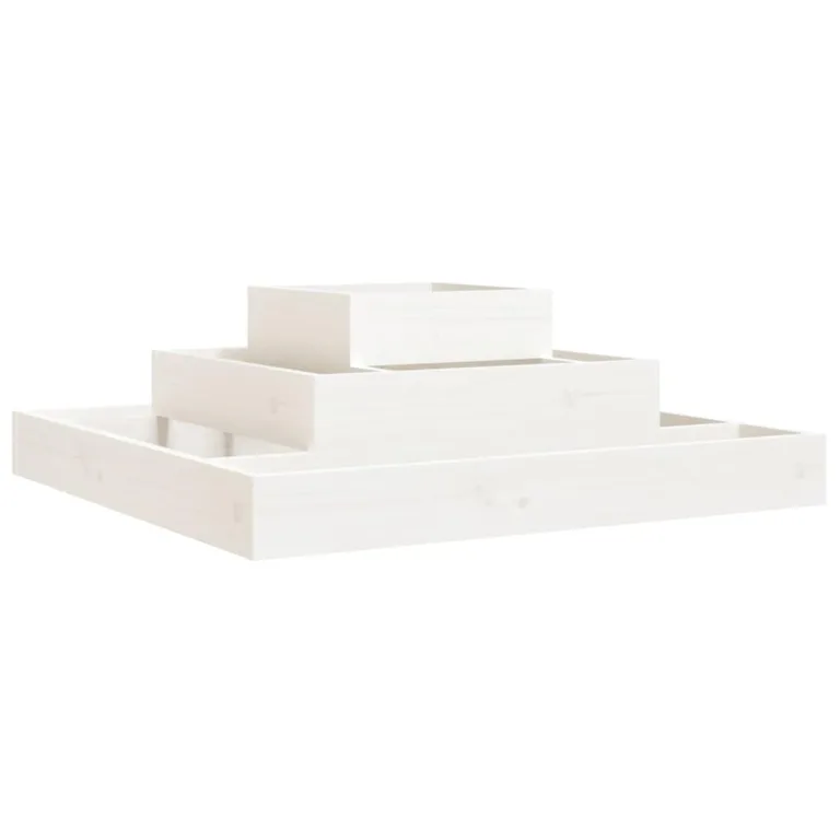 WGYHOME Pflanzkübel Weiß 80x80x27 cm Massivholz Kiefer Hochbeet für Gemüse extra groß Gemüsebeet Pflanzkübel Frühbeet Gartenbeet Pflanzkübel Blumenkasten für Garten Balkon und Terrasse – Bild 1