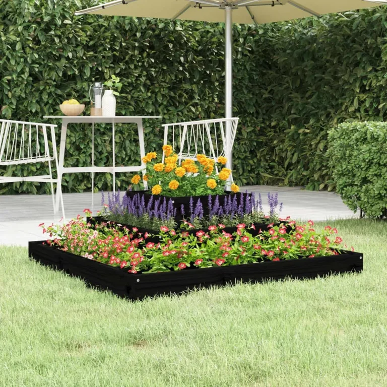 WGYHOME Pflanzkübel Schwarz 80x80x27 cm Massivholz Kiefer Hochbeet für Gemüse extra groß Gemüsebeet Pflanzkübel Frühbeet Gartenbeet Pflanzkübel Blumenkasten für Garten Balkon und Terrasse – Bild 2