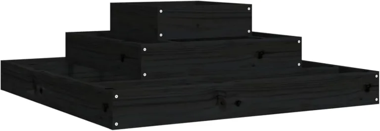 WGYHOME Pflanzkübel Schwarz 80x80x27 cm Massivholz Kiefer Hochbeet für Gemüse extra groß Gemüsebeet Pflanzkübel Frühbeet Gartenbeet Pflanzkübel Blumenkasten für Garten Balkon und Terrasse – Bild 1