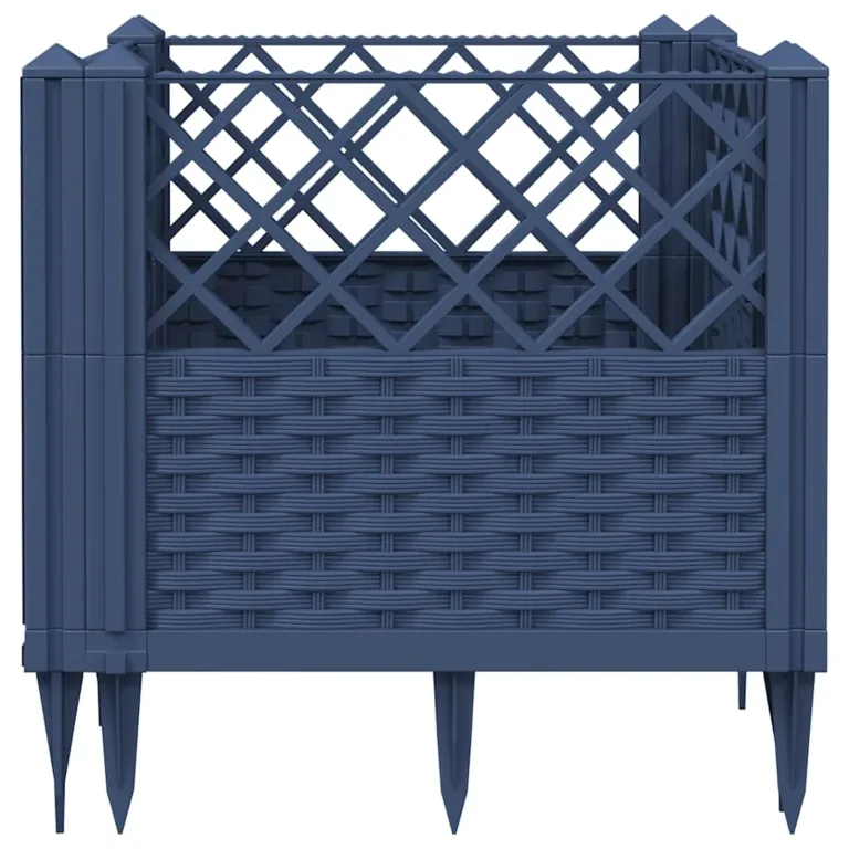 WGYHOME Pflanzkasten mit Erdspießen Blaugrau 43,5x43,5x43,5 cm PP Hochbeet für Gemüse extra groß Gemüsebeet Pflanzkübel Frühbeet Gartenbeet Pflanzkübel Blumenkasten für Garten Balkon und Terrasse – Bild 3