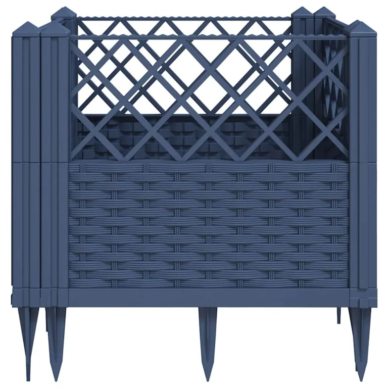 WGYHOME Pflanzkasten mit Erdspießen Blaugrau 43,5x43,5x43,5 cm PP Hochbeet für Gemüse extra groß Gemüsebeet Pflanzkübel Frühbeet Gartenbeet Pflanzkübel Blumenkasten für Garten Balkon und Terrasse – Bild 4