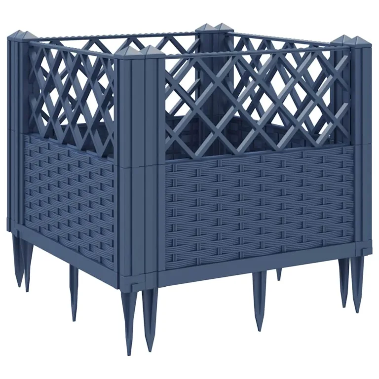 WGYHOME Pflanzkasten mit Erdspießen Blaugrau 43,5x43,5x43,5 cm PP Hochbeet für Gemüse extra groß Gemüsebeet Pflanzkübel Frühbeet Gartenbeet Pflanzkübel Blumenkasten für Garten Balkon und Terrasse – Bild 5