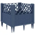 WGYHOME Pflanzkasten mit Erdspießen Blaugrau 43,5x43,5x43,5 cm PP Hochbeet für Gemüse extra groß Gemüsebeet Pflanzkübel Frühbeet Gartenbeet Pflanzkübel Blumenkasten für Garten Balkon und Terrasse - Thumbnail 5