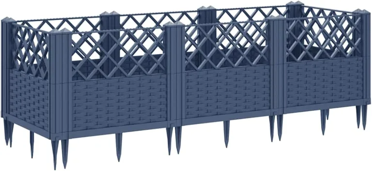 WGYHOME Pflanzkasten mit Erdspießen Blaugrau 123,5x43,5x43,5 cm PP Hochbeet für Gemüse extra groß Gemüsebeet Pflanzkübel Frühbeet Gartenbeet Pflanzkübel Blumenkasten für Garten Balkon und Terrasse – Bild 4
