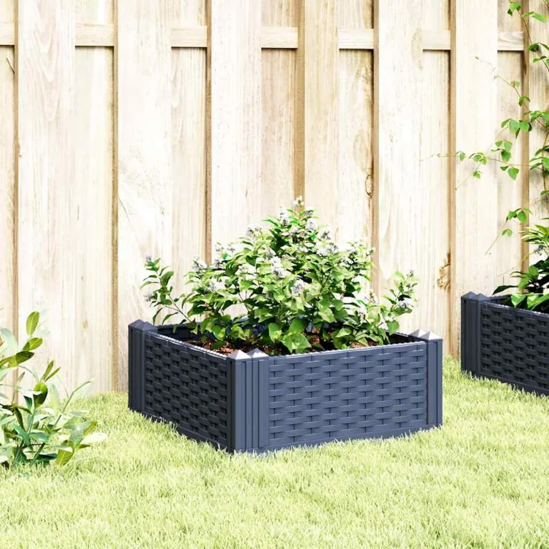 WGYHOME Pflanzkasten mit Erdspießen Blaugrau 123,5x43,5x43,5 cm PP Hochbeet für Gemüse extra groß Gemüsebeet Pflanzkübel Frühbeet Gartenbeet Pflanzkübel Blumenkasten für Garten Balkon und Terrasse – Bild 8