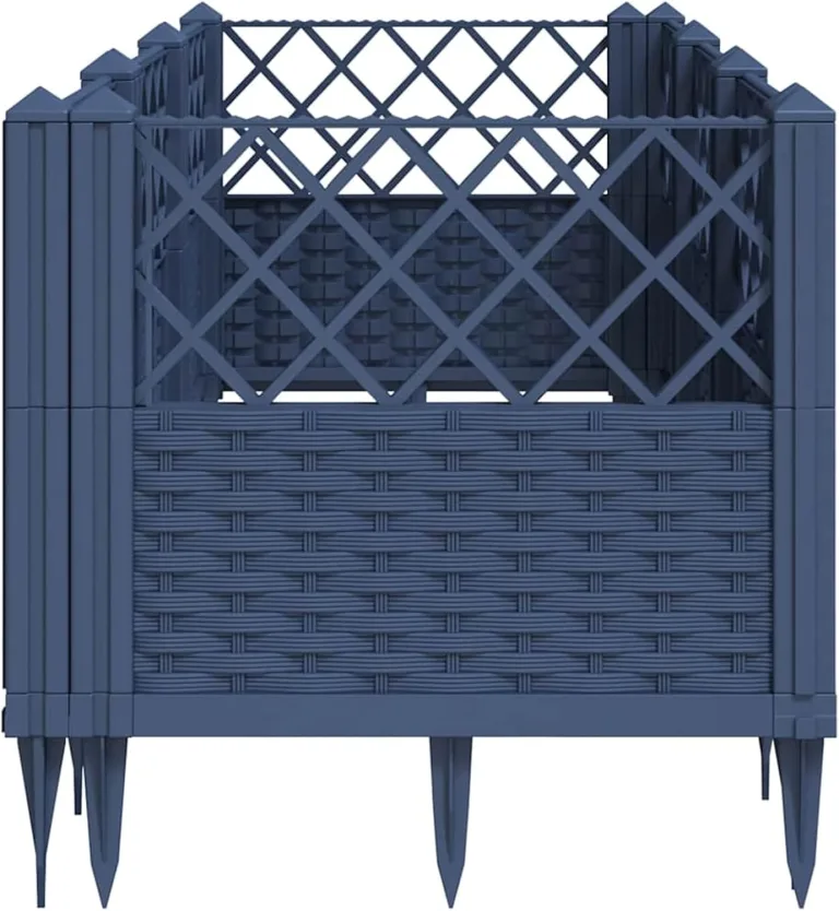 WGYHOME Pflanzkasten mit Erdspießen Blaugrau 123,5x43,5x43,5 cm PP Hochbeet für Gemüse extra groß Gemüsebeet Pflanzkübel Frühbeet Gartenbeet Pflanzkübel Blumenkasten für Garten Balkon und Terrasse – Bild 3