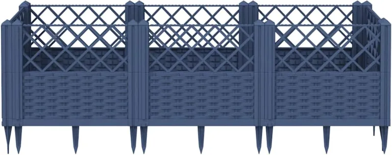 WGYHOME Pflanzkasten mit Erdspießen Blaugrau 123,5x43,5x43,5 cm PP Hochbeet für Gemüse extra groß Gemüsebeet Pflanzkübel Frühbeet Gartenbeet Pflanzkübel Blumenkasten für Garten Balkon und Terrasse – Bild 1