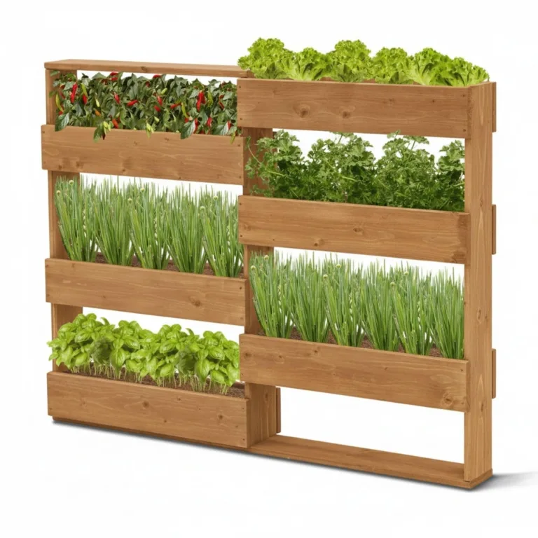 Coemo RIGA Vertikales Kräuterbeet aus Nadelholz Braun 110x18x93 cm Platzsparendes Hochbeet aus Holz mit 7 Pflanzfächern, ergonomische Arbeitshöhe rückenschonend, Kräuterbeet Gemüsebeet Blumenbeet – Bild 1