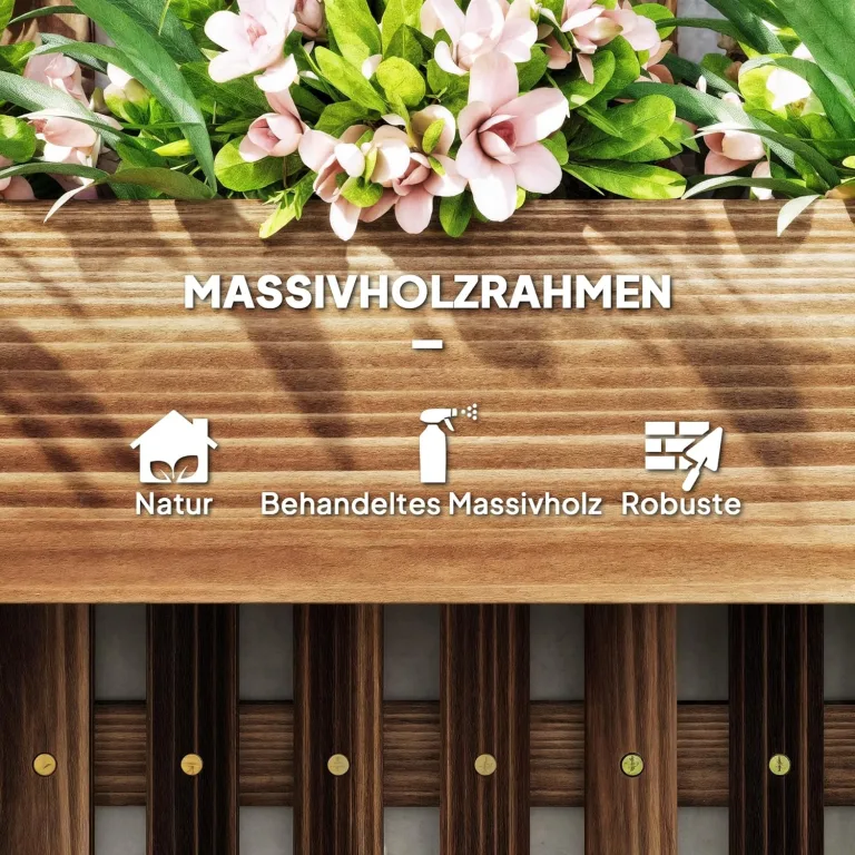 Outsunny Hochbeet Massivholz, Pflanzbeet Frühbeet Gartenbeet mit verstellbarem Blumenkasten, Wand, Pflanzkasten Pflanzkübel 60x16x80cm für Terrasse, Balkon, Gartenspalier für Blumen, Pflanzen Verkohlt – Bild 9