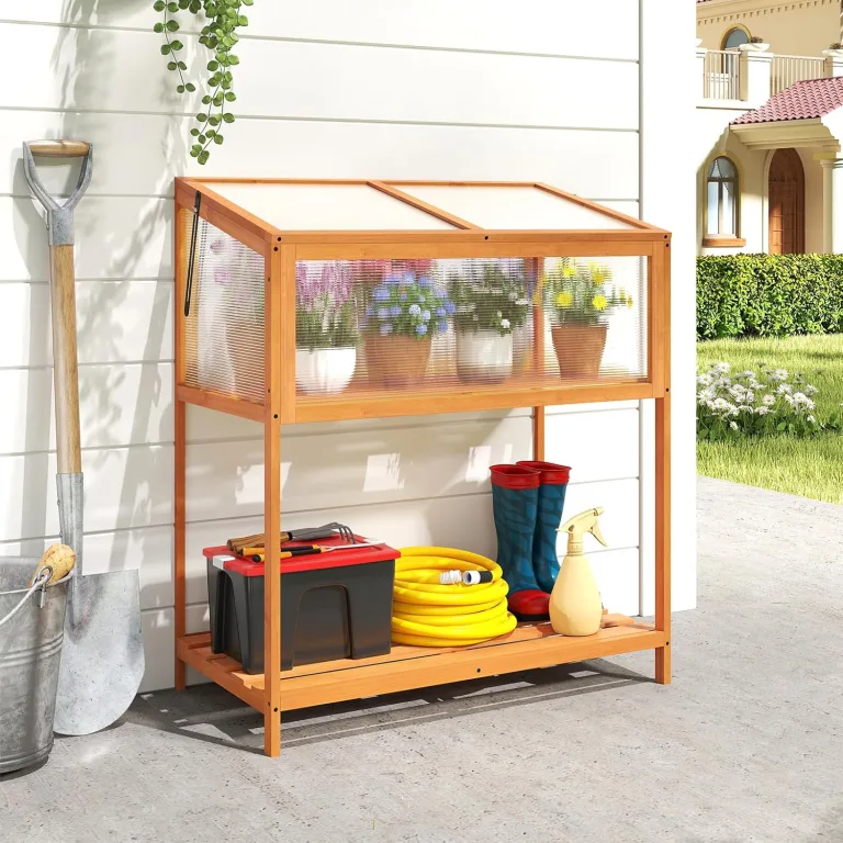 COSTWAY Frühbeet Aufsatz Holz, Frühbeetaufsatz mit Abdeckung & Ablagefach, Pflanzenbeet wetterfest, Gewächshaus für Garten, Wintergarten & Balkon, 90 x 50,5 x 105 cm – Bild 2
