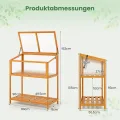 COSTWAY Frühbeet Aufsatz Holz, Frühbeetaufsatz mit Abdeckung & Ablagefach, Pflanzenbeet wetterfest, Gewächshaus für Garten, Wintergarten & Balkon, 90 x 50,5 x 105 cm - Thumbnail 3