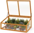 COSTWAY Frühbeet Gewächshaus, mini Treibhaus, Frühbeetaufsatz, Hochbeet Abdeckung, Frühbeetkasten Aufsatz für Garten, Terrasse & Balkon, 94 x 63 x 40 cm (Orange) - Thumbnail 1