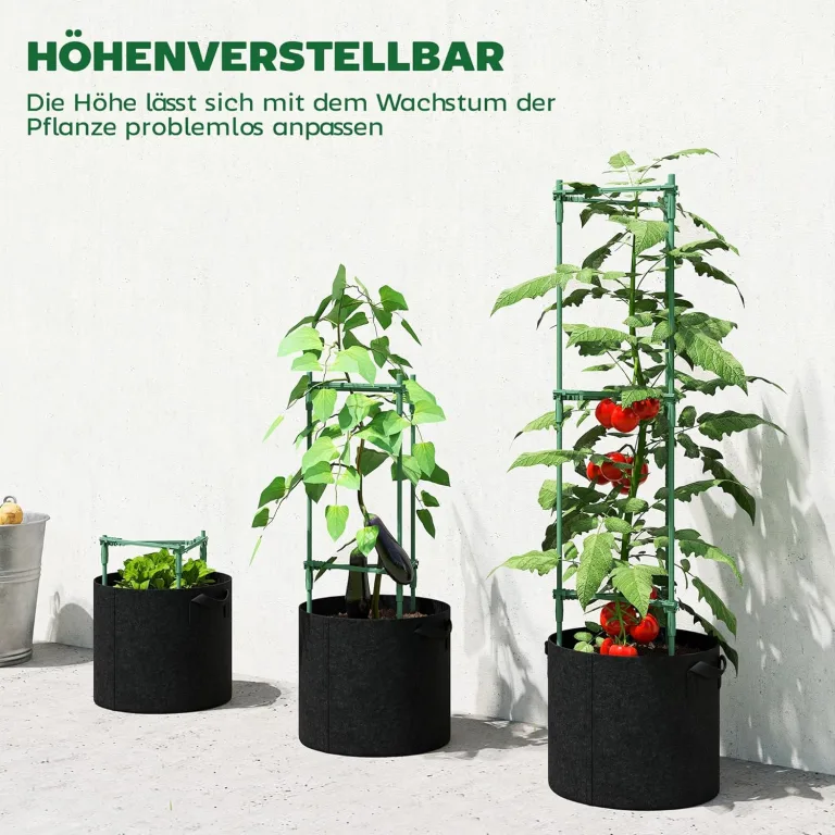 Outsunny Hochbeet mit Rankgitter 83,7 Liter Säcken 3er Set dreieckige Pflanzkasten Tomatenstütze Blumenbeet Rankkasten für Kletterpflanzen Garten, Balkon, 35 x 35 x 120 cm – Bild 6
