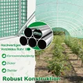 Gewächshaus 6x3x2m, Foliengewächshaus mit verzinktem Stahlrahmen, 140g/m² PE-Gitterfolie, 12 Fenster und 2 Reißverschlusstüren, Winterfest Folientunnel für Tomatenhaus Tomatengewächshaus - Thumbnail 4