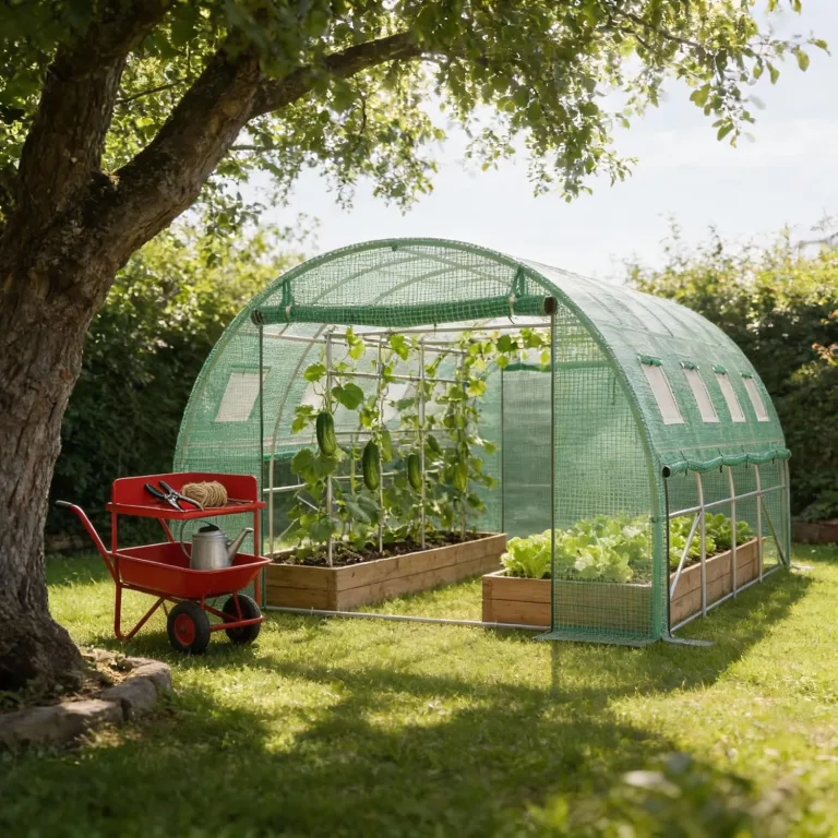 Gewächshaus 4x3x2m, Foliengewächshaus mit verzinktem Stahlrahmen, 140g/m² PE-Gitterfolie, 8 Fenster und 2 Reißverschlusstüren, Winterfest Folientunnel für Tomatenhaus Tomatengewächshaus – Bild 8