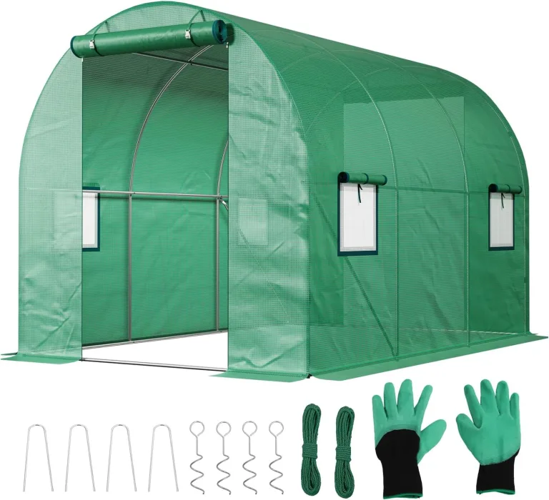 Sekey Gewächshaus Winterfest Foliengewächshaus verzinkt 3x2x2m - 6m² Folientunnel Stabil mit 2m Stehhöhe, Treibhaus, Tomatenhaus inkl. 2 Türen & 4 Fenster & Profi-Fixierungs-Set, 140g/m² PE-Folie – Bild 1