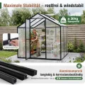 Sekey Gewächshaus Aluminium Treibhaus für Garten & Pflanzen - Stabiles Tomatenhaus wetterfest & Winterfest, 4 mm Hohlkammerplatten, nach außen öffnende Tür mit verlängertem Griff, 185x185x195cm - Thumbnail 2
