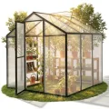 Sekey Gewächshaus Aluminium Treibhaus für Garten & Pflanzen - Stabiles Tomatenhaus wetterfest & Winterfest, 4 mm Hohlkammerplatten, nach außen öffnende Tür mit verlängertem Griff, 185x185x195cm - Thumbnail 10