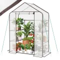 Sekey Gewächshaus mit DIY-Zusatzregal, 190x186x120cm Begehbares Tomatenhaus Winterfest & Stabil, Foliengewächshaus für Tomaten, Pflanzen & Kräuter, UV-beständige Gitterfolie, Werkzeuglose Montage - Thumbnail 9