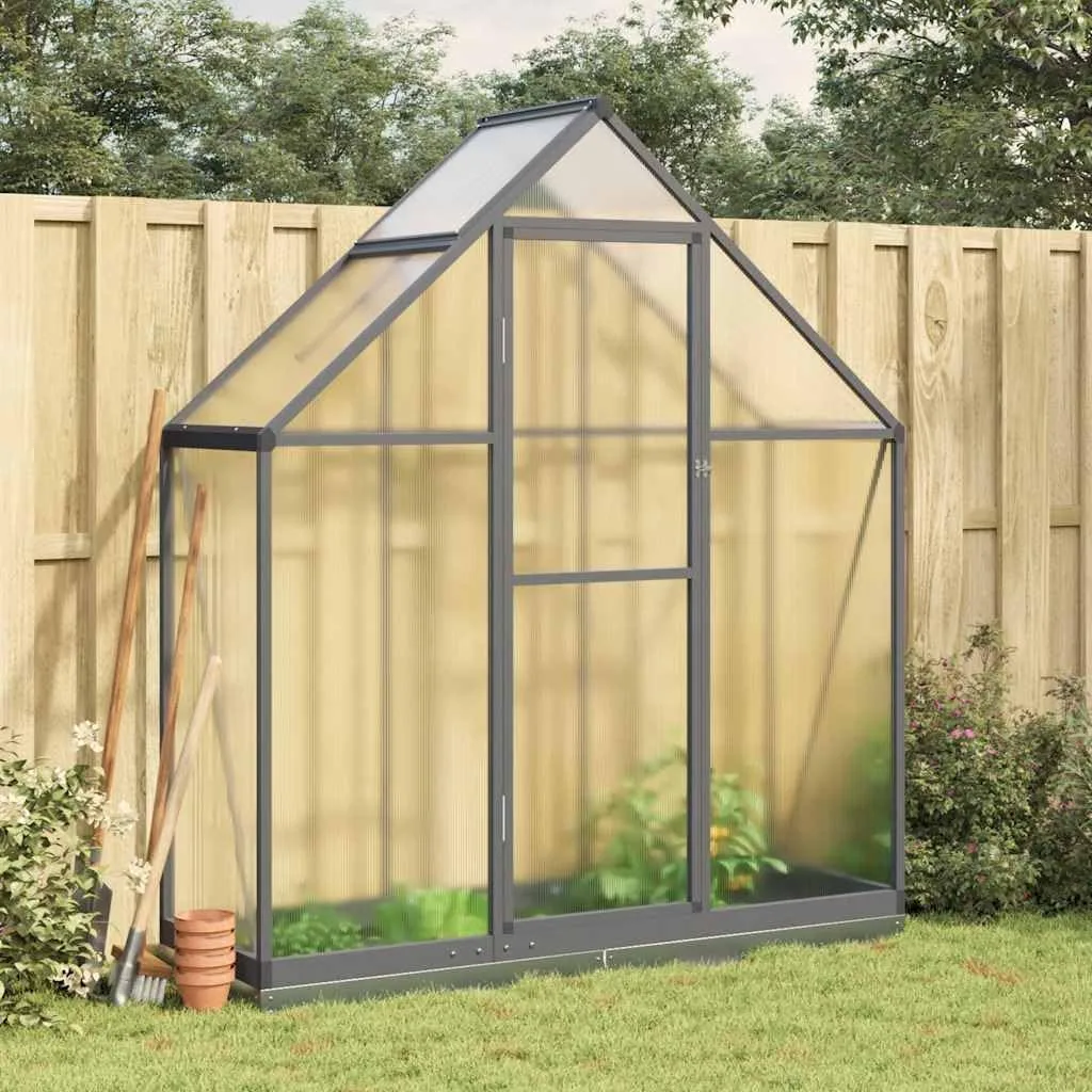 Gewächshaus mit Fundamentrahmen Anthrazit 169x58x202 cm Alu Gartengewächshäuser, Tomatenhaus Treibhaus für Garten, Aufzucht, Terrasse, Außende