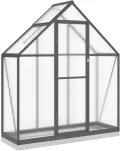 Gewächshaus mit Fundamentrahmen Anthrazit 169x58x202 cm Alu Gartengewächshäuser, Tomatenhaus Treibhaus für Garten, Aufzucht, Terrasse, Außende - Thumbnail 2