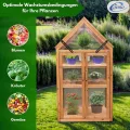 Coemo Holz-Gewächshaus Jan – Stilvolles Design, 65x40x120 cm, Farbe Braun, Aufklappbare Türen und Dach, Winterschutz Gewächshaus -Wetterfestes Pflanzenhaus für Kräuter, Tomaten & Setzlinge - Thumbnail 6