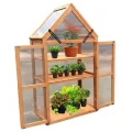 Coemo Holz-Gewächshaus Jan – Stilvolles Design, 65x40x120 cm, Farbe Braun, Aufklappbare Türen und Dach, Winterschutz Gewächshaus -Wetterfestes Pflanzenhaus für Kräuter, Tomaten & Setzlinge - Thumbnail 8