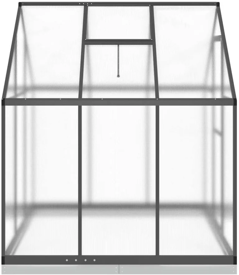 Gewächshaus mit Fundamentrahmen Anthrazit 169x169x202 cm Alu Gartengewächshäuser, Tomatenhaus Treibhaus für Garten, Aufzucht, Terrasse, Außende – Bild 4