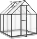 Gewächshaus mit Fundamentrahmen Anthrazit 169x169x202 cm Alu Gartengewächshäuser, Tomatenhaus Treibhaus für Garten, Aufzucht, Terrasse, Außende - Thumbnail 6