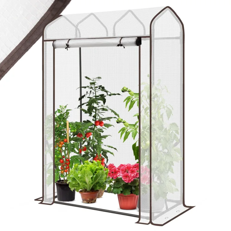 Sekey Gewächshaus Klein mit 2 Abdeckungen 150x100x50 cm, Tomatengewächshaus Foliengewächshaus Tomaten Gewächshaus Balkon, Winterfest & Montagefreundlich, inkl. extra Insektennetz für den Sommer – Bild 9
