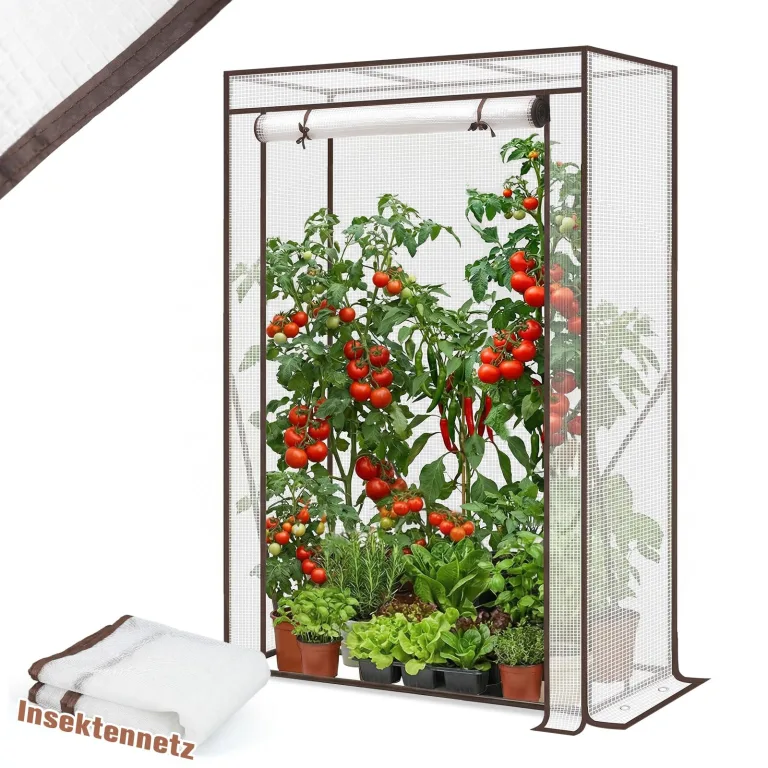 Sekey Gewächshaus Klein mit 2 Abdeckungen 150x100x50 cm, Tomatengewächshaus Foliengewächshaus Tomaten Gewächshaus Balkon, Winterfest & Montagefreundlich, inkl. extra Insektennetz für den Sommer – Bild 1