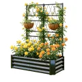Hochbeet mit Rankgitter, Metall-Pflanzkasten mit Rankgitter, robuster Pflanzkasten für Kletterpflanzen, Gemüse, Tomaten & Blumen,als Sichtschutz für Balkon & Terrasse,121 x 61 x 151 cm,Schwarz - Thumbnail 1