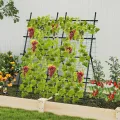 COSTWAY Gurke Rankhilfe Set, A-förmig, Rankgitter mit Gartennetz & Clips, Pflanzenhalter Metall, Pflanzenstütze für Kletterpflanzen Blumen Gemüse, Pflanzenspalier, 80 x 93 x 190 cm, Schwarz - Thumbnail 8