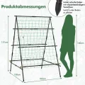 COSTWAY Gurke Rankhilfe Set, A-förmig, Pflanzenhalter mit Gartennetz & Pflanzenclips, Rankgitter Metall, Pflanzenstütze für Kletterpflanzen Blumen Nutzpflanzen, 130 x 105 x 151 cm, Schwarz - Thumbnail 2