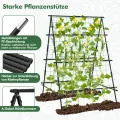 COSTWAY Gurke Rankhilfe Set, A-förmig, Pflanzenhalter mit Gartennetz & Pflanzenclips, Rankgitter Metall, Pflanzenstütze für Kletterpflanzen Blumen Nutzpflanzen, 130 x 105 x 151 cm, Schwarz - Thumbnail 3