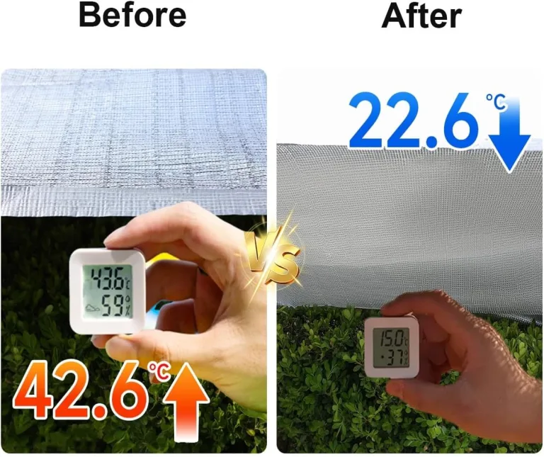 75 % Aluminium-Schattenstoff mit Ösen, Sonnenblock-Netz für Garten, Gewächshaus, Terrasse und Zwinger, reißfeste Netzplane, 4 x 19 m – Bild 6