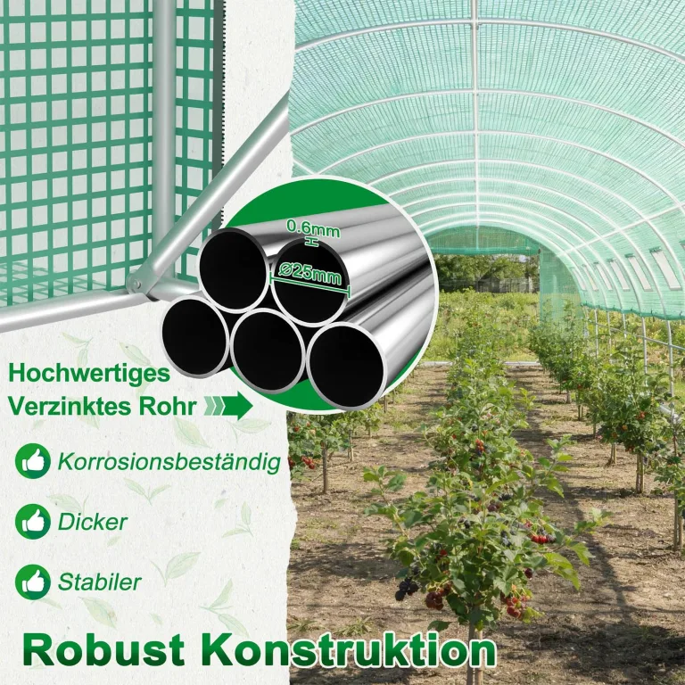 LZQ Gewächshaus Foliengewächshaus Tunnelgewächshaus Tomatenhaus 3x2x2 m, begehbares Gartengewächshaus, Folientunnel Gewächshaustunnel pflanztunnel Treibhaus mit Fenstern & Reißverschlusstüren – Bild 4